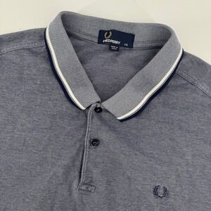 Fred Perry Mens XXL Polo Shirt Navy Blue White Trim Short Sleeve Logo